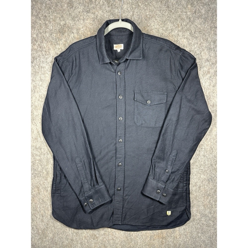 Armor Lux Navy Quilted Overshirt Jacket Size Medium Button Front Cotton